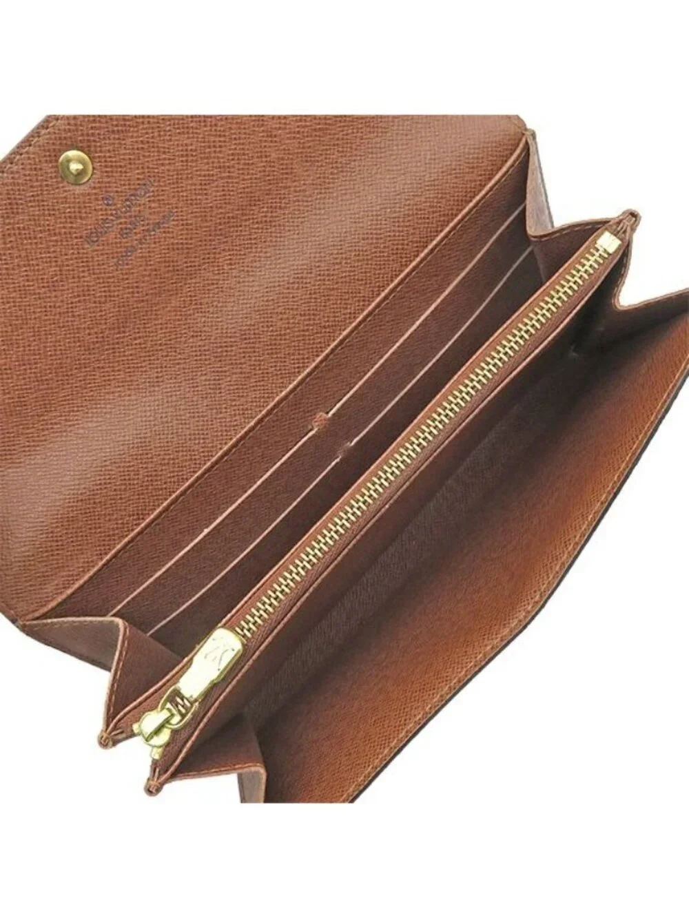 Louis Vuitton Wallet Portefeuille Sarah Monogram Canvas Gold Brown Bifold